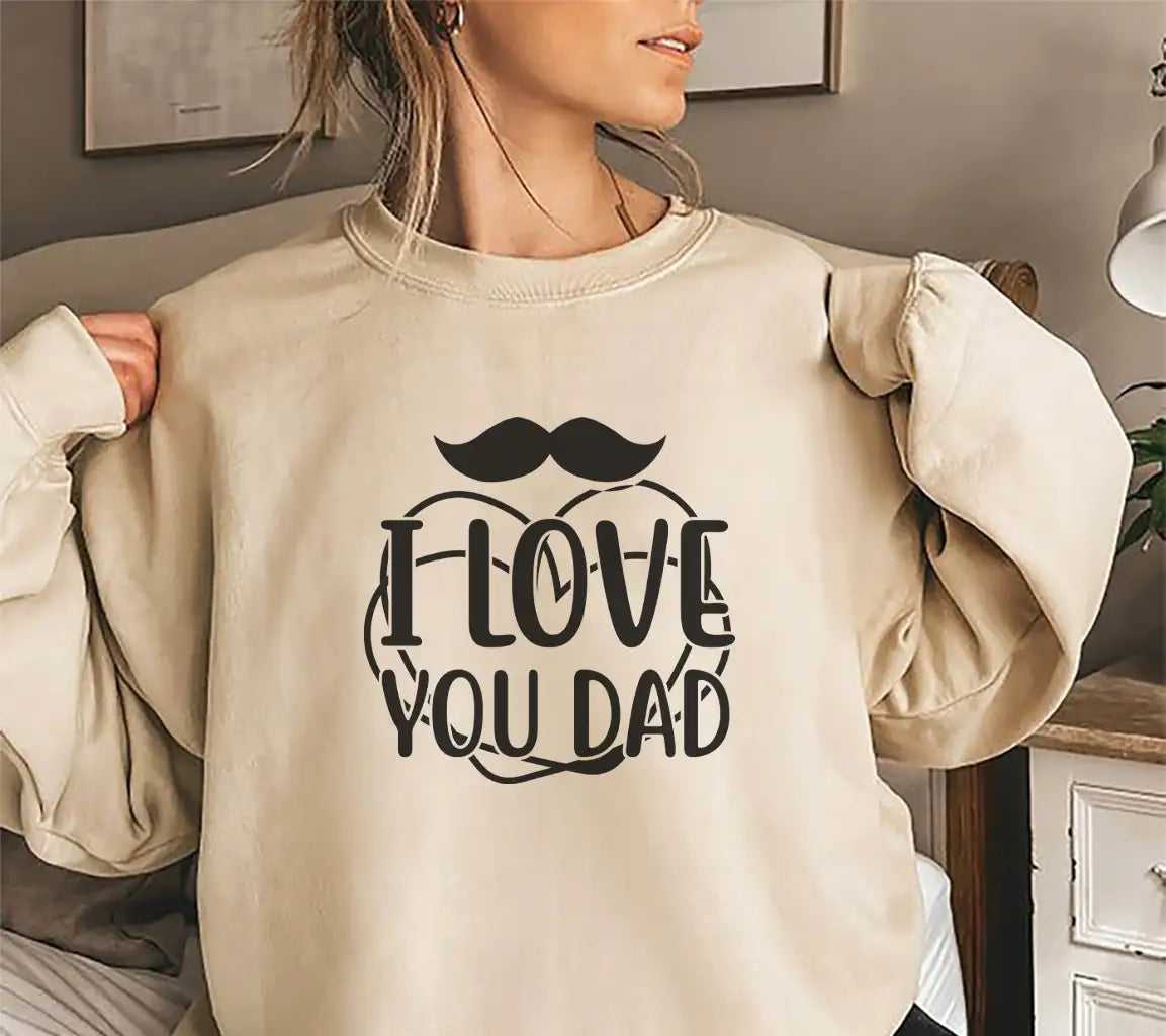 I Love You Dad Mustache Heart SVG - Fathers Day Design SVG