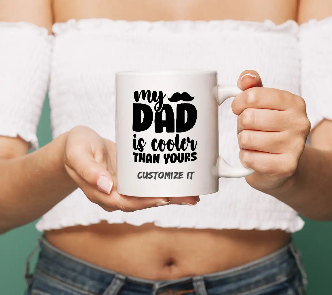 My Dad Is Cooler Than Yours SVG - Funny Fathers Day Mustache Sign SVG