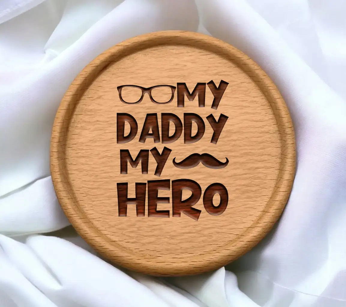 Daddy My Hero SVG - Mustache & Glasses - Fathers Day Design SVG