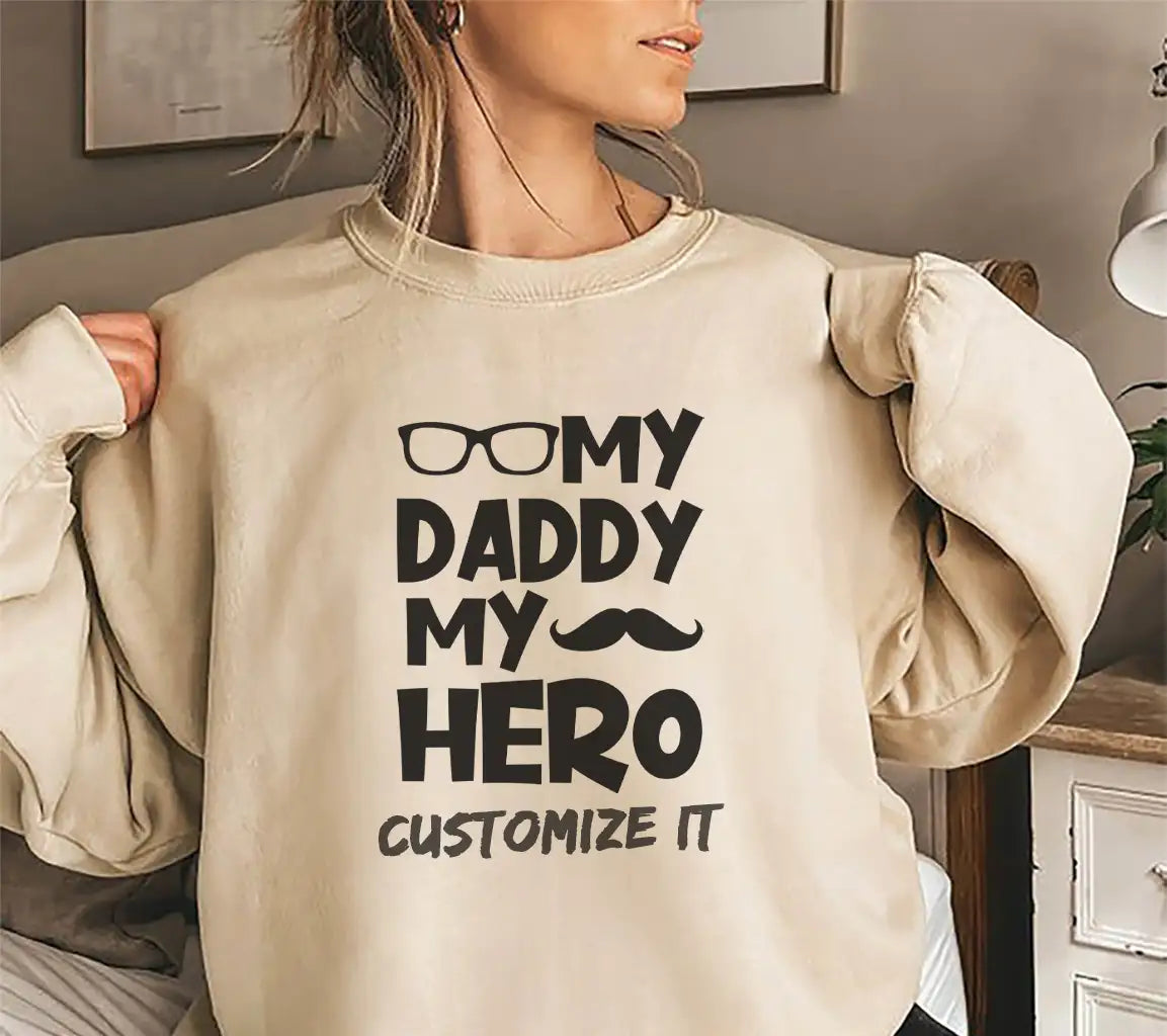 Daddy My Hero SVG - Mustache & Glasses - Fathers Day Design SVG