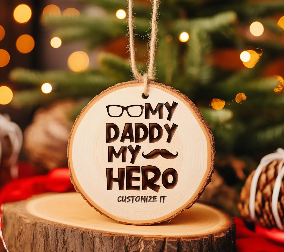 Daddy My Hero SVG - Mustache & Glasses - Fathers Day Design SVG