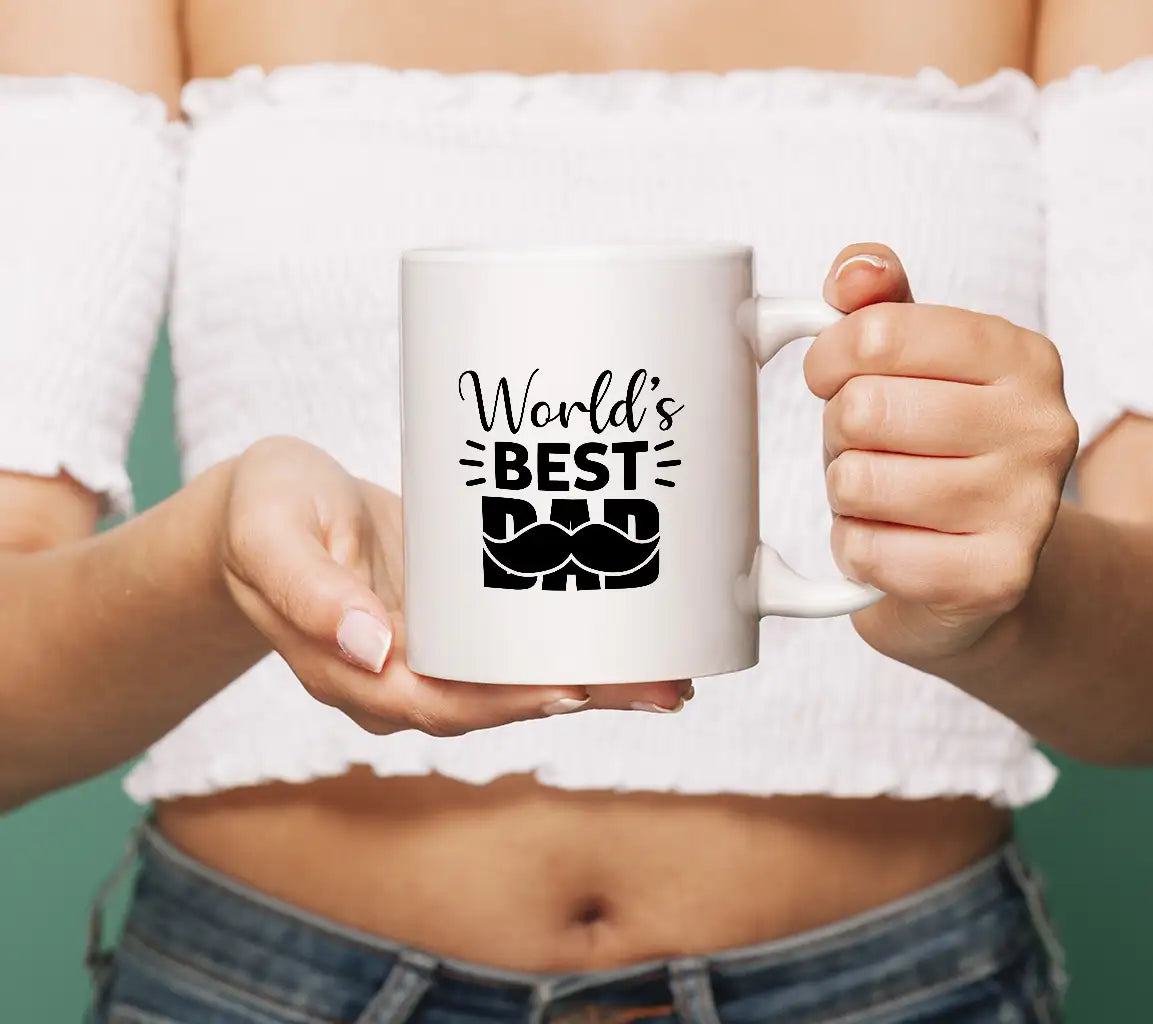 Worlds Best Dad with Mustache SVG - Fathers Day Design SVG