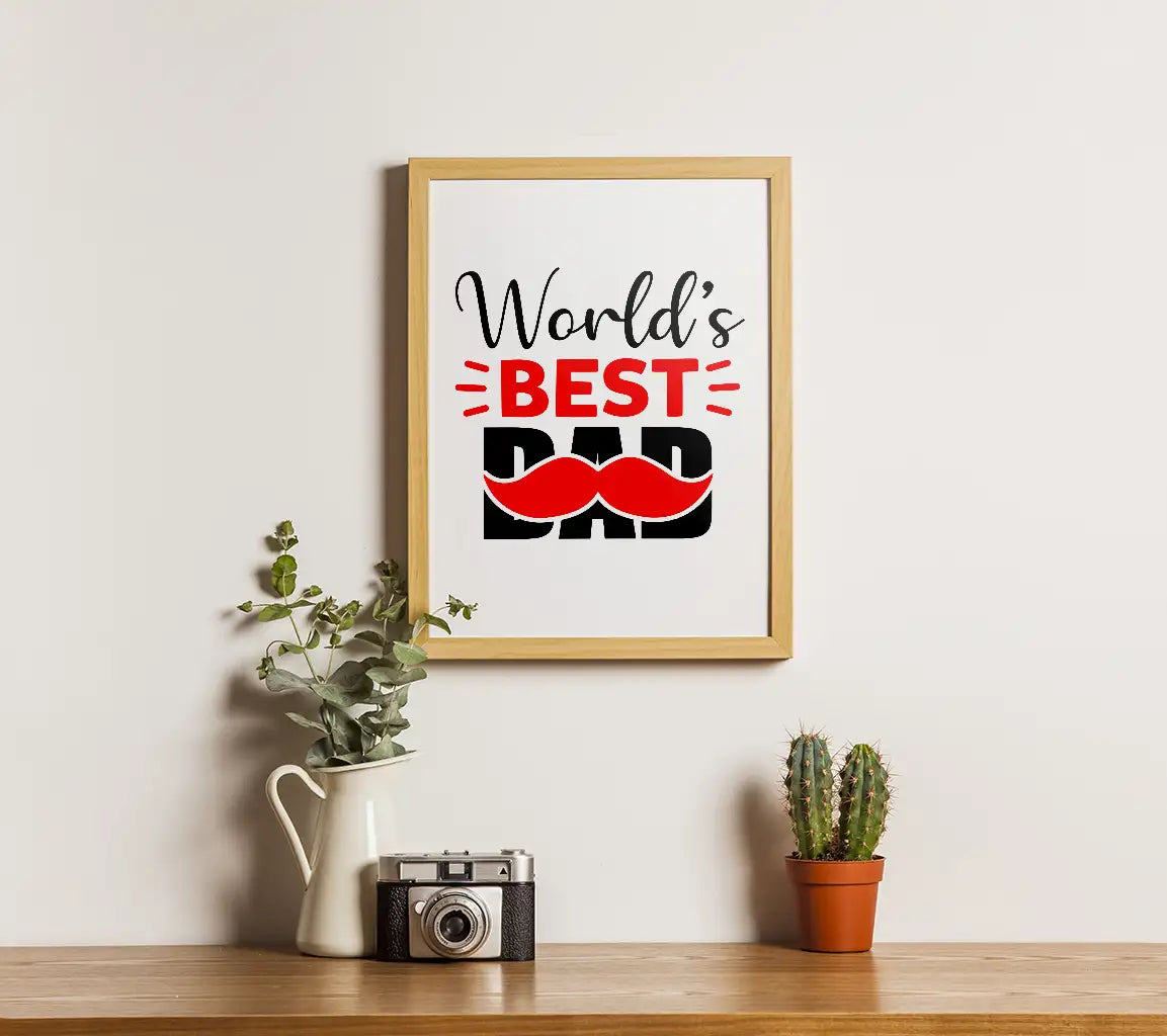 Worlds Best Dad with Mustache SVG - Fathers Day Design SVG