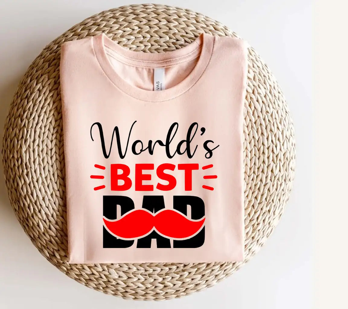 Worlds Best Dad with Mustache SVG - Fathers Day Design SVG