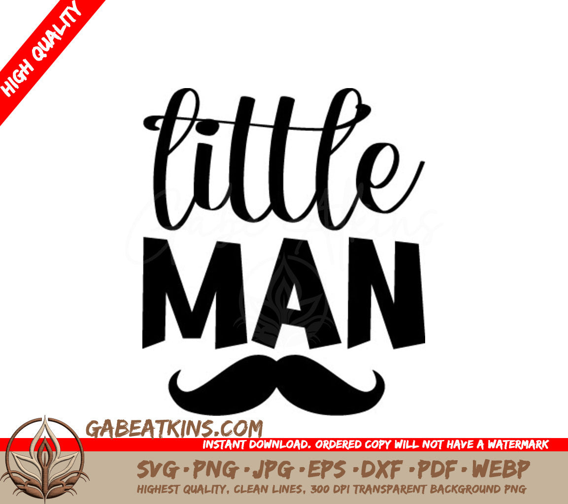 Fathers Day Little Man Silhouette SVG -  Mustache Design SVG