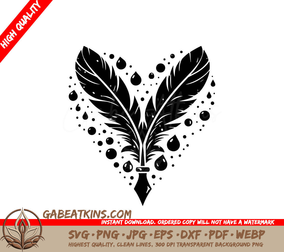  A Feather And A Pen SVG - Feather Heart Quill SVG