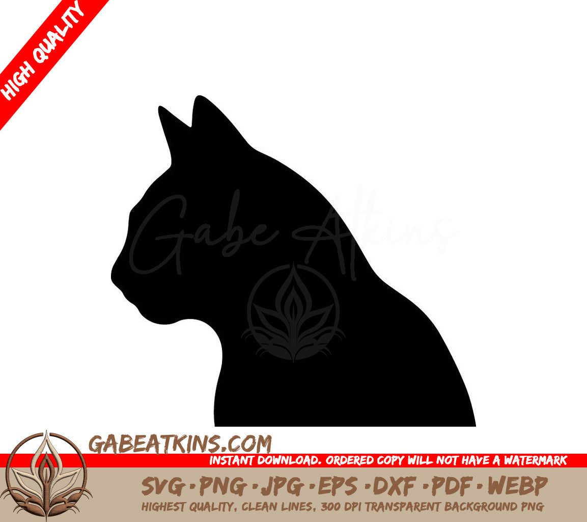 A Black Silhouette Of A Cat On A White Background SVG - Feline Face Silhouette SVG