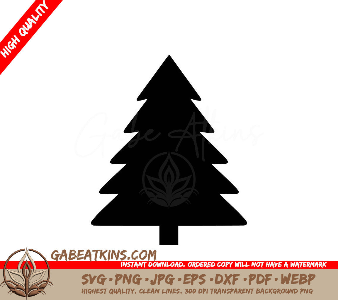 A Black Silhouette Of A Christmas Tree On A White Background SVG - Festive Fir Outline SVG