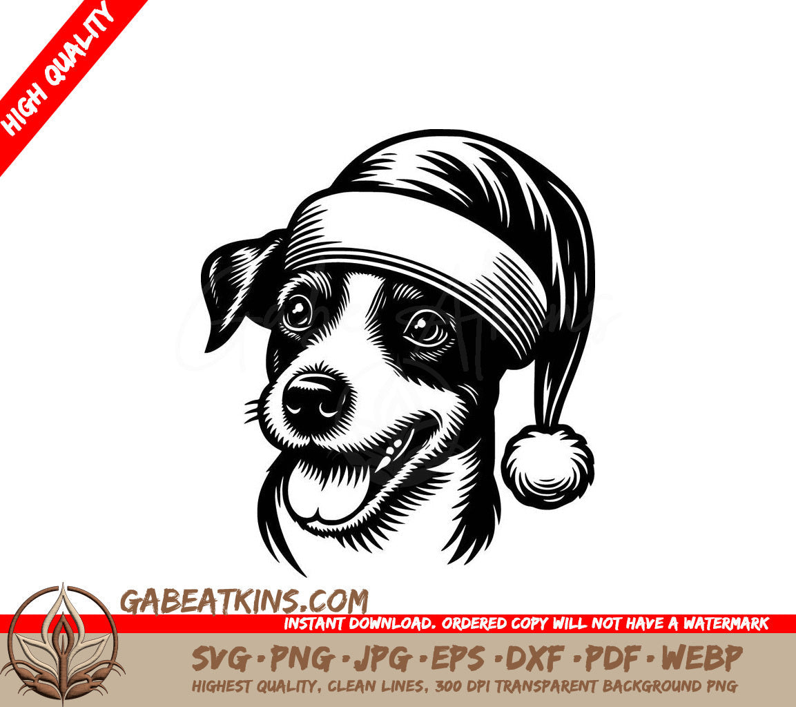  A Dog Wearing A Santa Hat SVG - Festive Jack Russell SVG