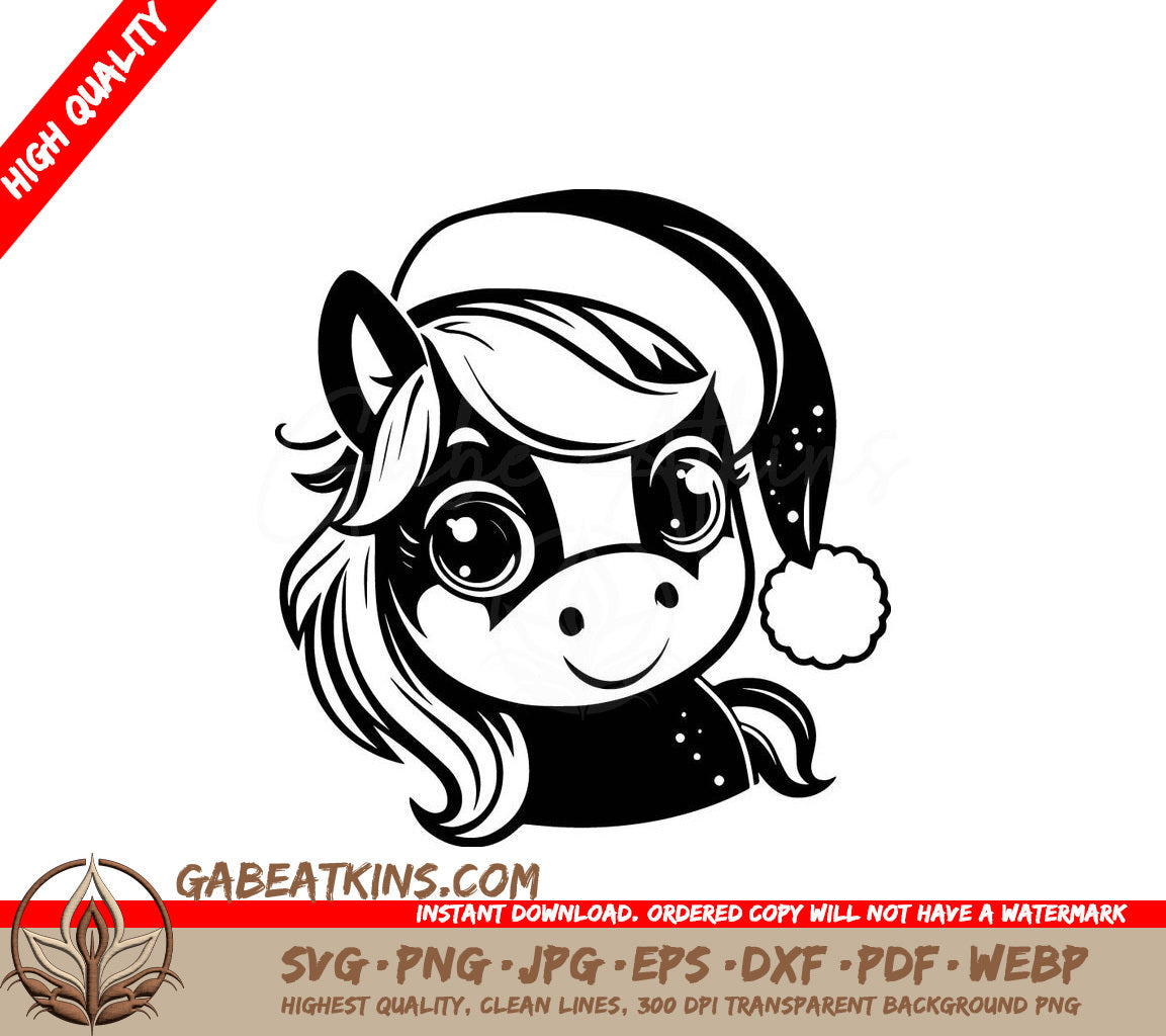  A Horse Wearing A Santa Hat SVG - Festive Pony SVG