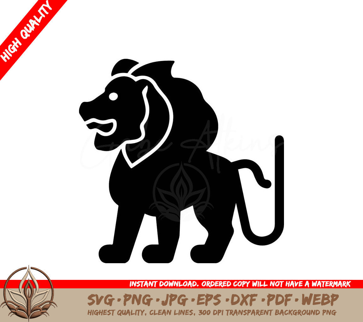 Fire Breathing Lion Vector Icon Illustration SVG 