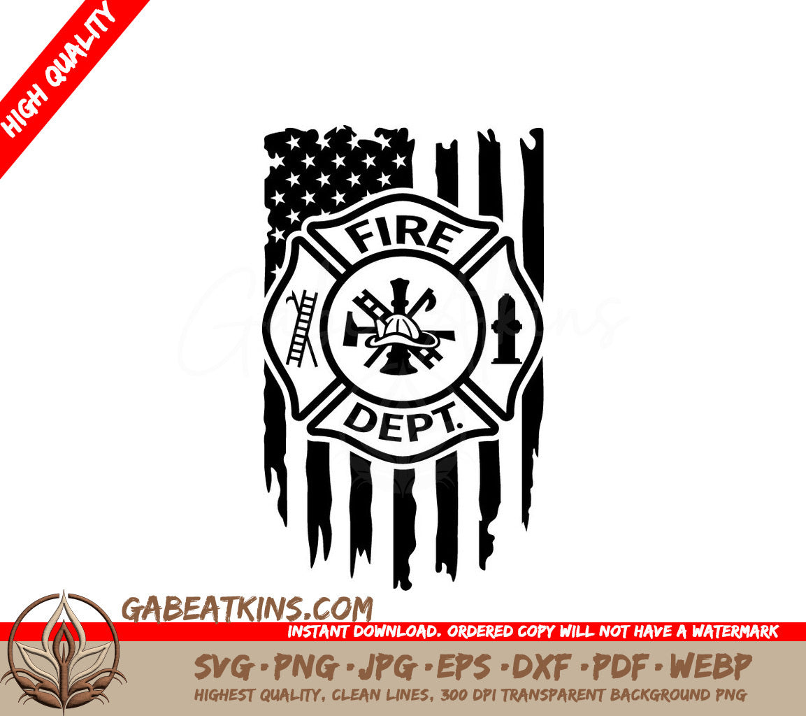  Fire Department Design with American Flag SVG SVG