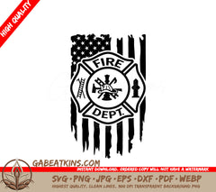  Fire Department Design with American Flag SVG SVG