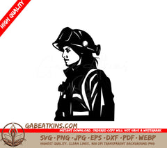  A Woman Wearing A Helmet SVG - Firefighting Woman SVG