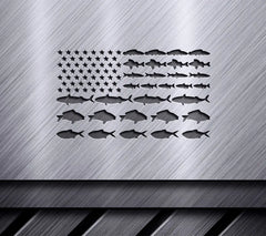 Patriotic Fish Silhouette SVG - Red, White, Blue Stars & Fish SVG