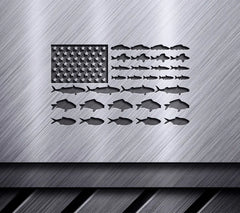 American Flag with Red Fish Silhouettes SVG - Fishing Decor SVG