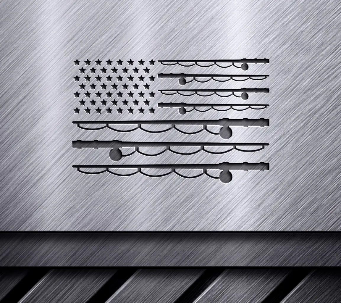 American Flag Fishing Rod SVG Design SVG