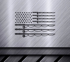 American Flag Fishing SVG - Red White & Blue with Rods SVG