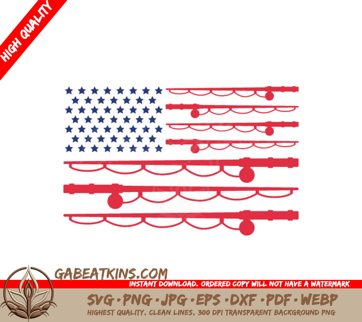 American Flag Fishing Rod SVG Design SVG