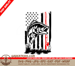 Distressed American Flag Fish SVG -  Drawing SVG