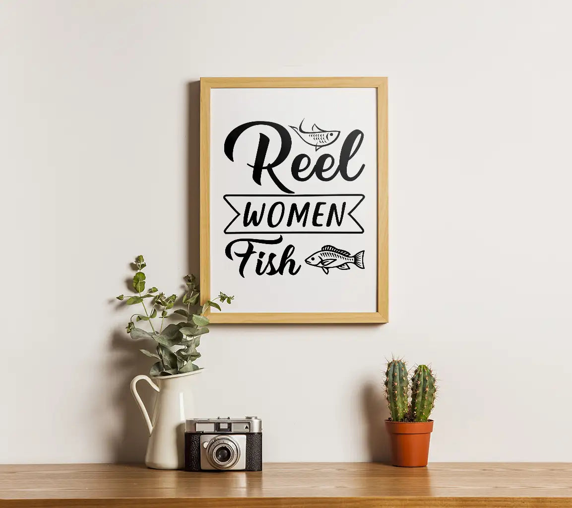 Reel Women Fish SVG -  Fishing Sign with Fish SVG