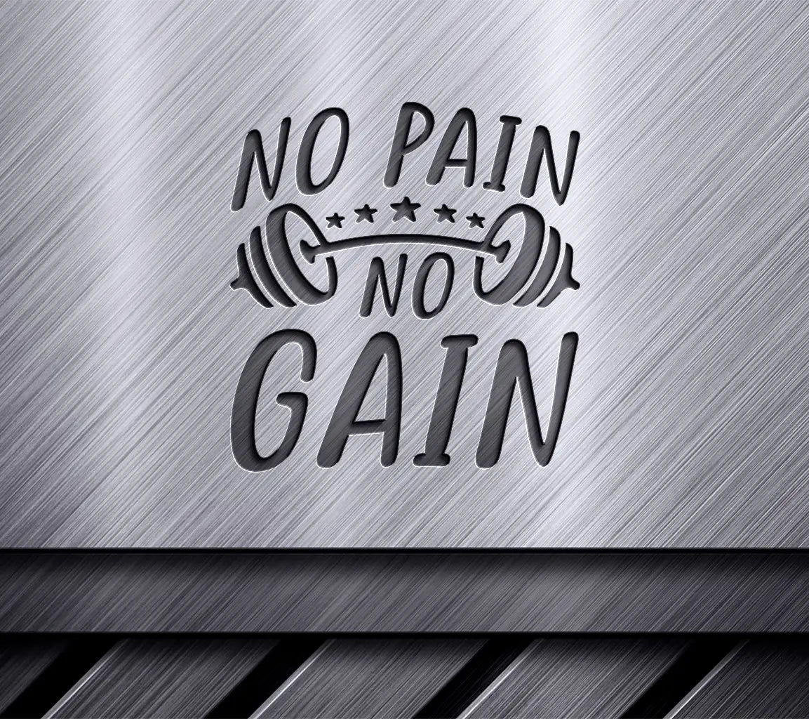 No Pain No Gain Fitness SVG - Barbell & Dumbbells Design SVG