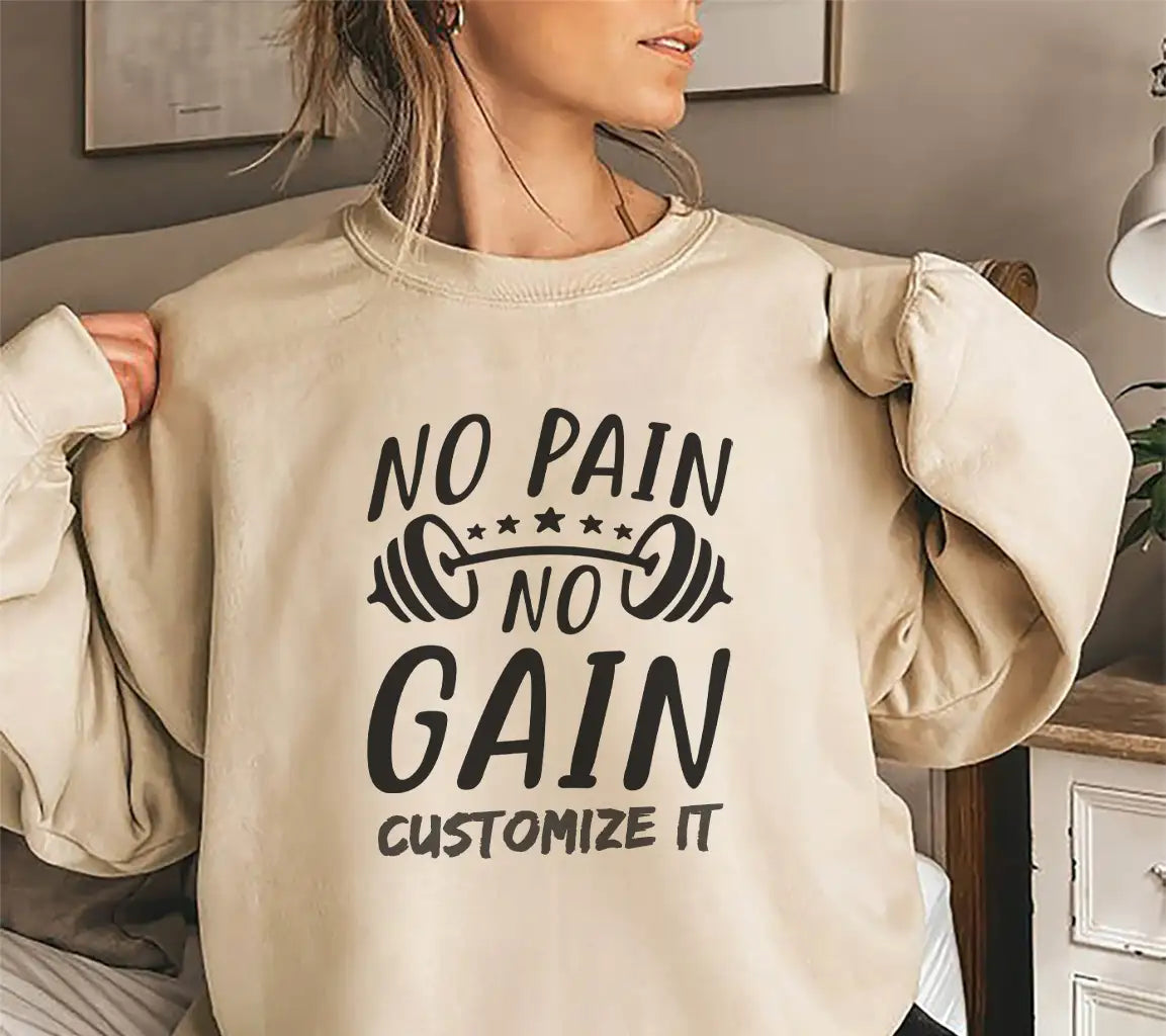 No Pain No Gain Fitness SVG - Barbell & Dumbbells Design SVG