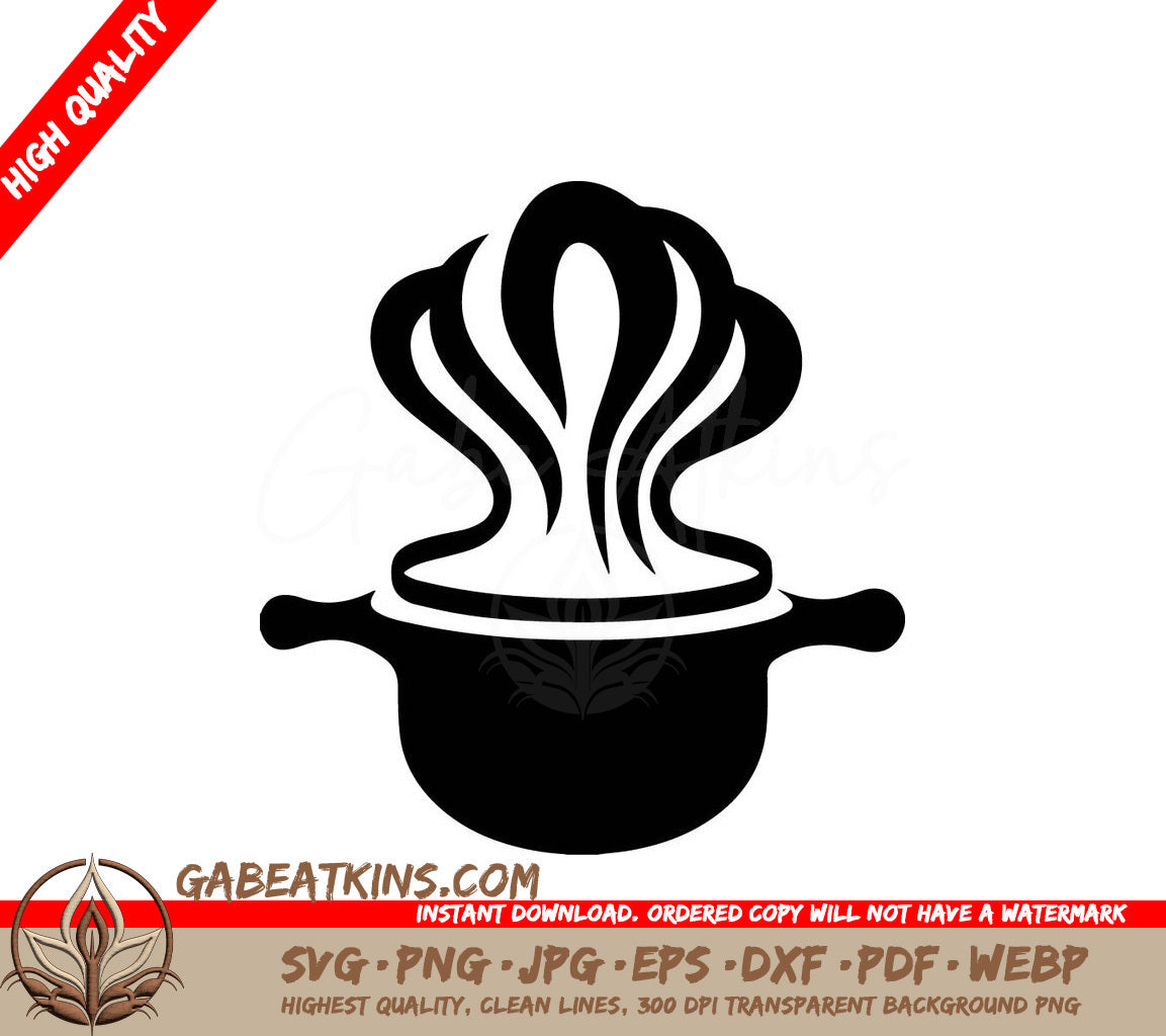 Flaming Hot Pot with Steam SVG - Vector Illustration for Silhouette SVG