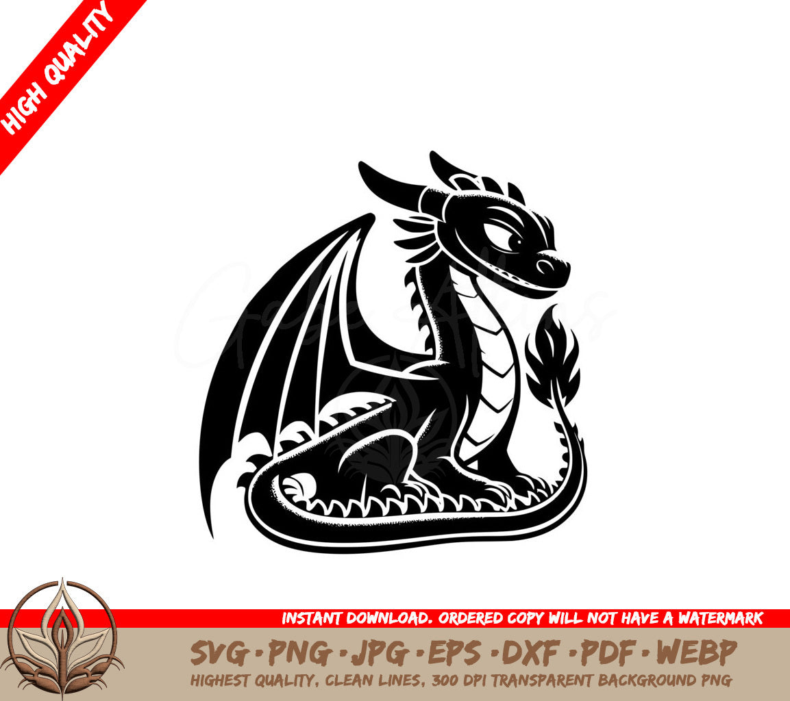 Flaming Protector Dragon SVG