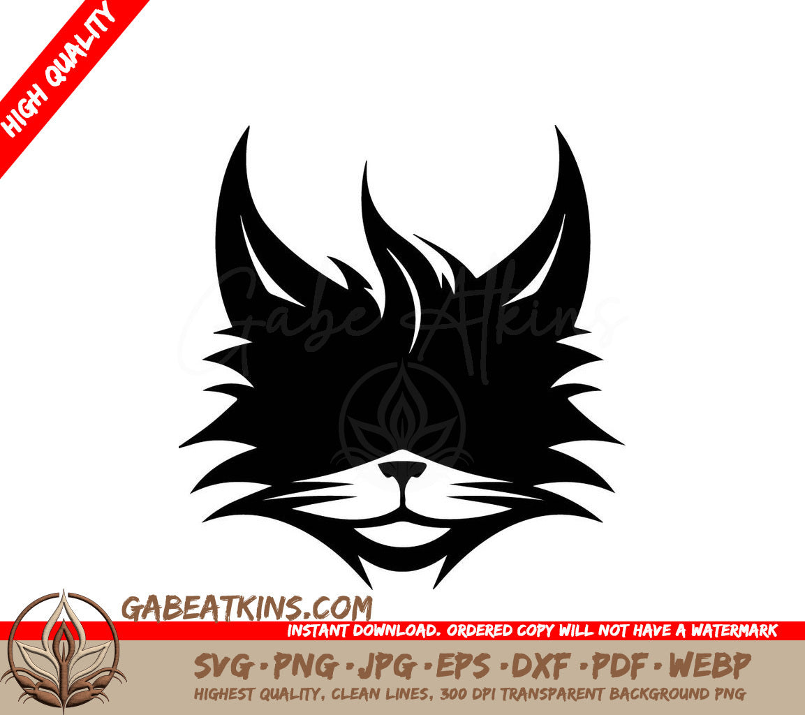 Black Cat Face SVG - Flat Halloween Illustration SVG