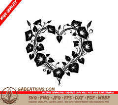 A Heart Made Of Flowers And Leaves On A White Background SVG - Floral Heart Embrace SVG