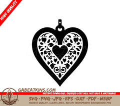 A Black And White Heart With A Heart In The Middle SVG - Floral Heart Lock SVG