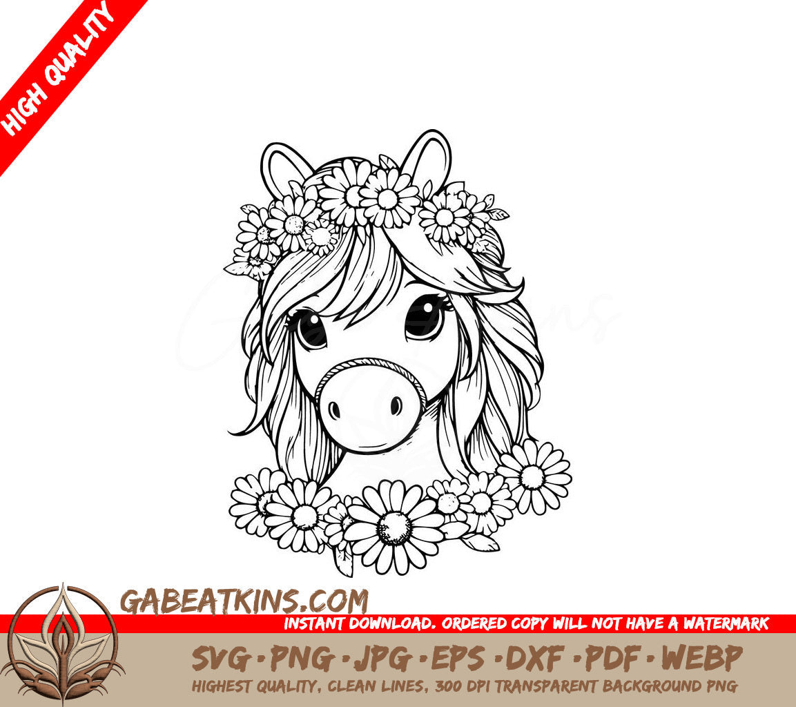  A Horse With Flowers In Its Hair SVG - Floral Horse Wreath SVG