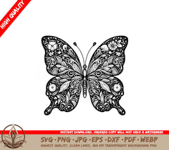 Floral Winged Butterfly SVG - Digital Product in Multiple File Formats