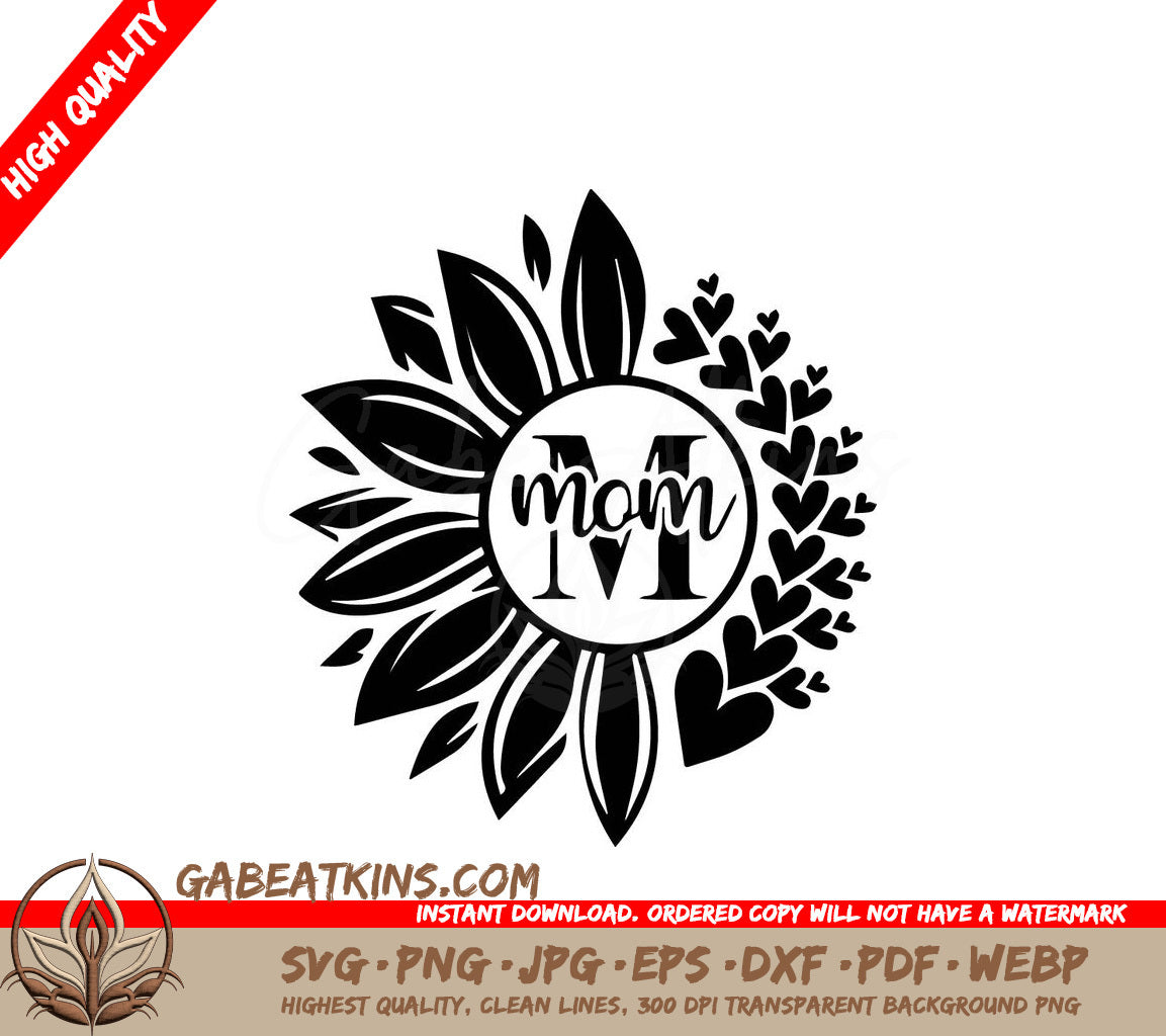 A Sunflower With The Word Mom Inside Of It SVG - Flower Mom SVG SVG