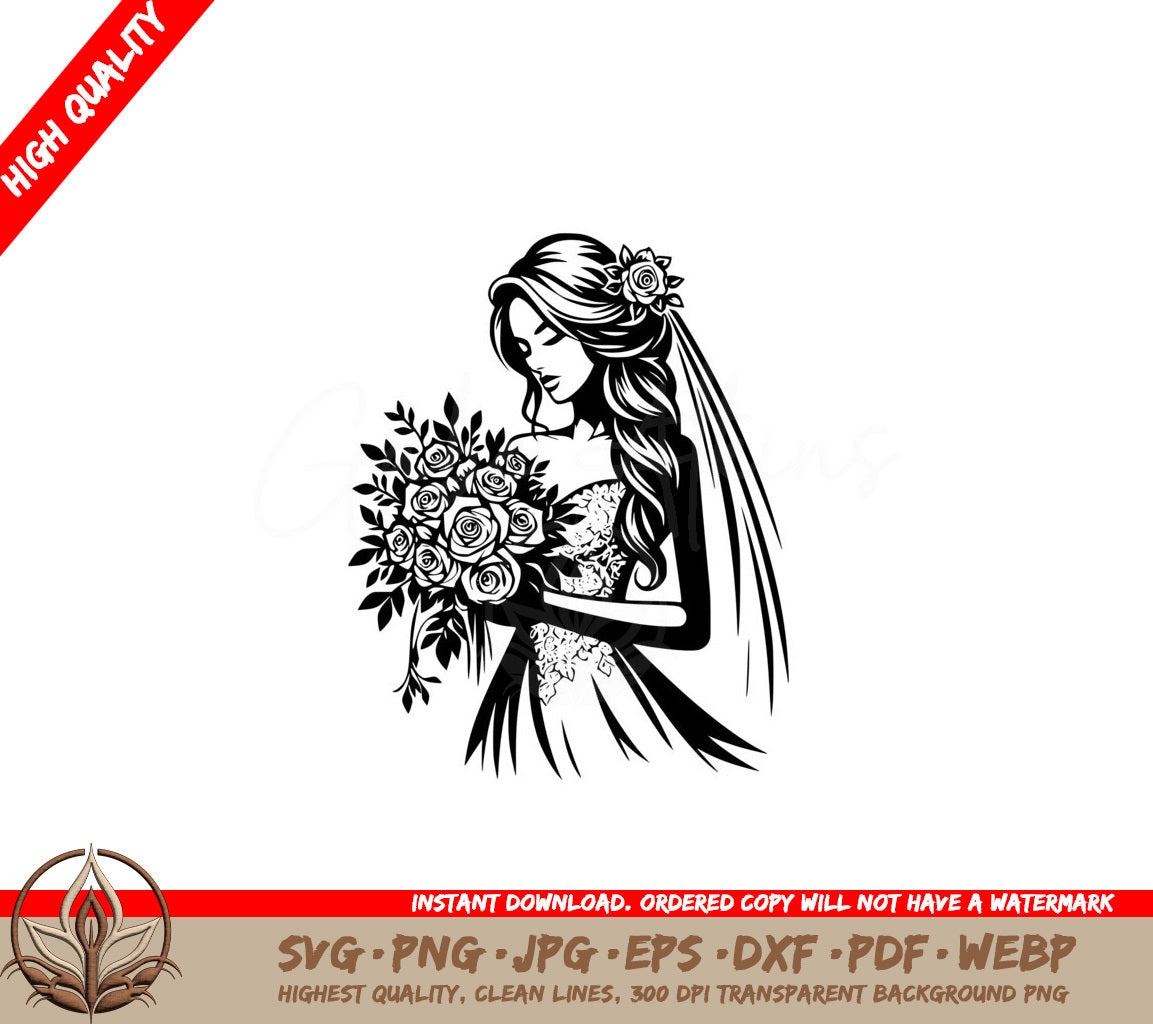 Flower Veil Bride SVG - Digital file for flexibility across formats