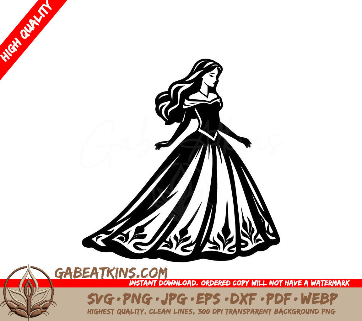  A Woman In A Long Dress SVG - Flowing Dress Dance SVG