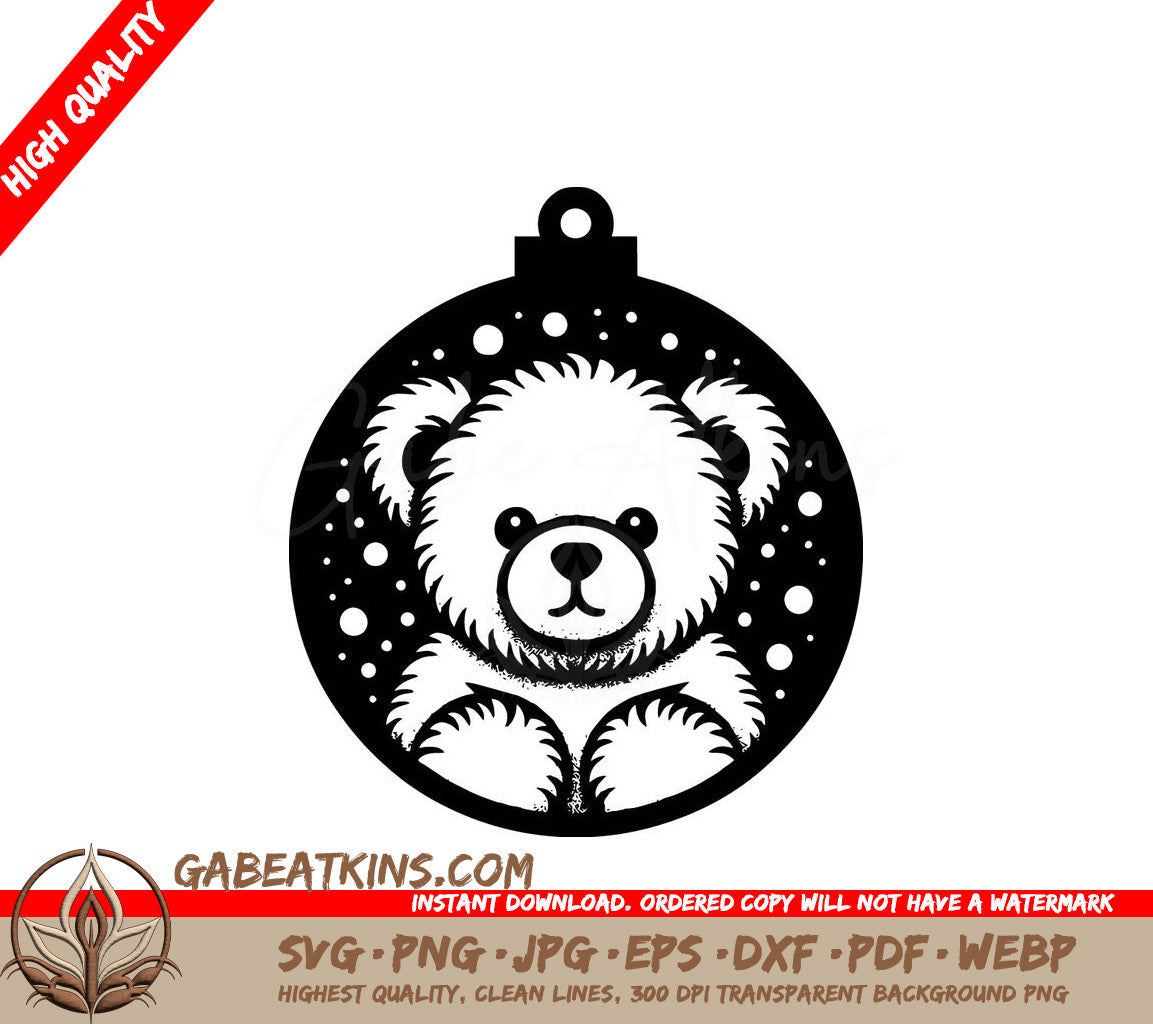  A Teddy Bear In A Christmas Ornament SVG - Fluffy Teddy Ornament SVG