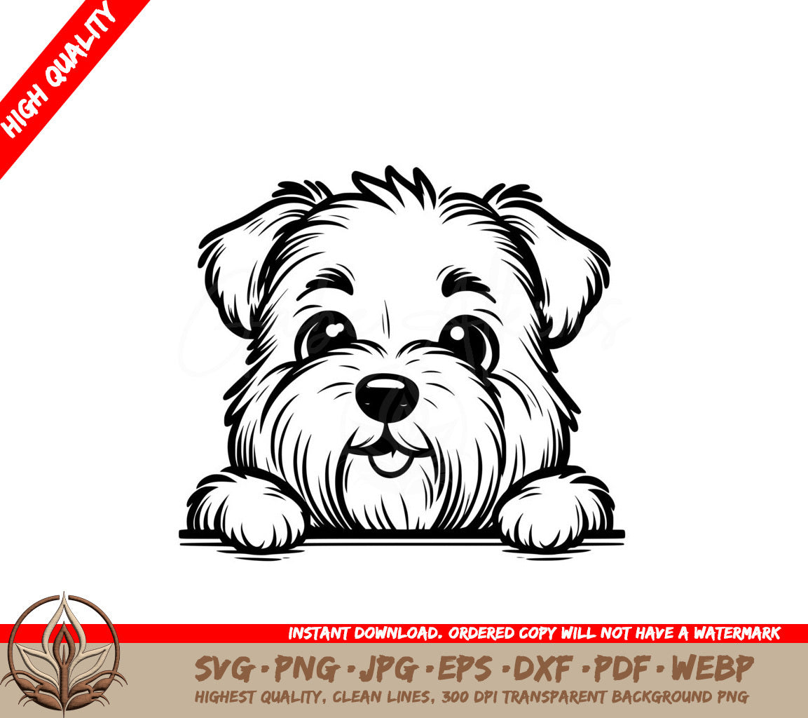 Fluffy Wheaten Terrier Peeking Digital SVG