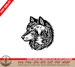 Forest Heart Wolf SVG Digital Product File