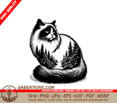  A Cat With Trees In The Background SVG - Forest Kitty SVG