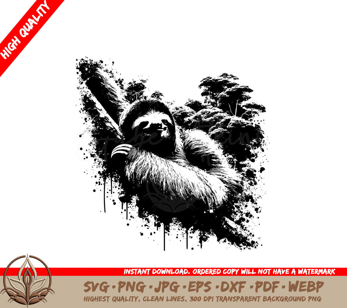 Forest Lullaby Sloth SVG - Digital Product with Multiple File Formats