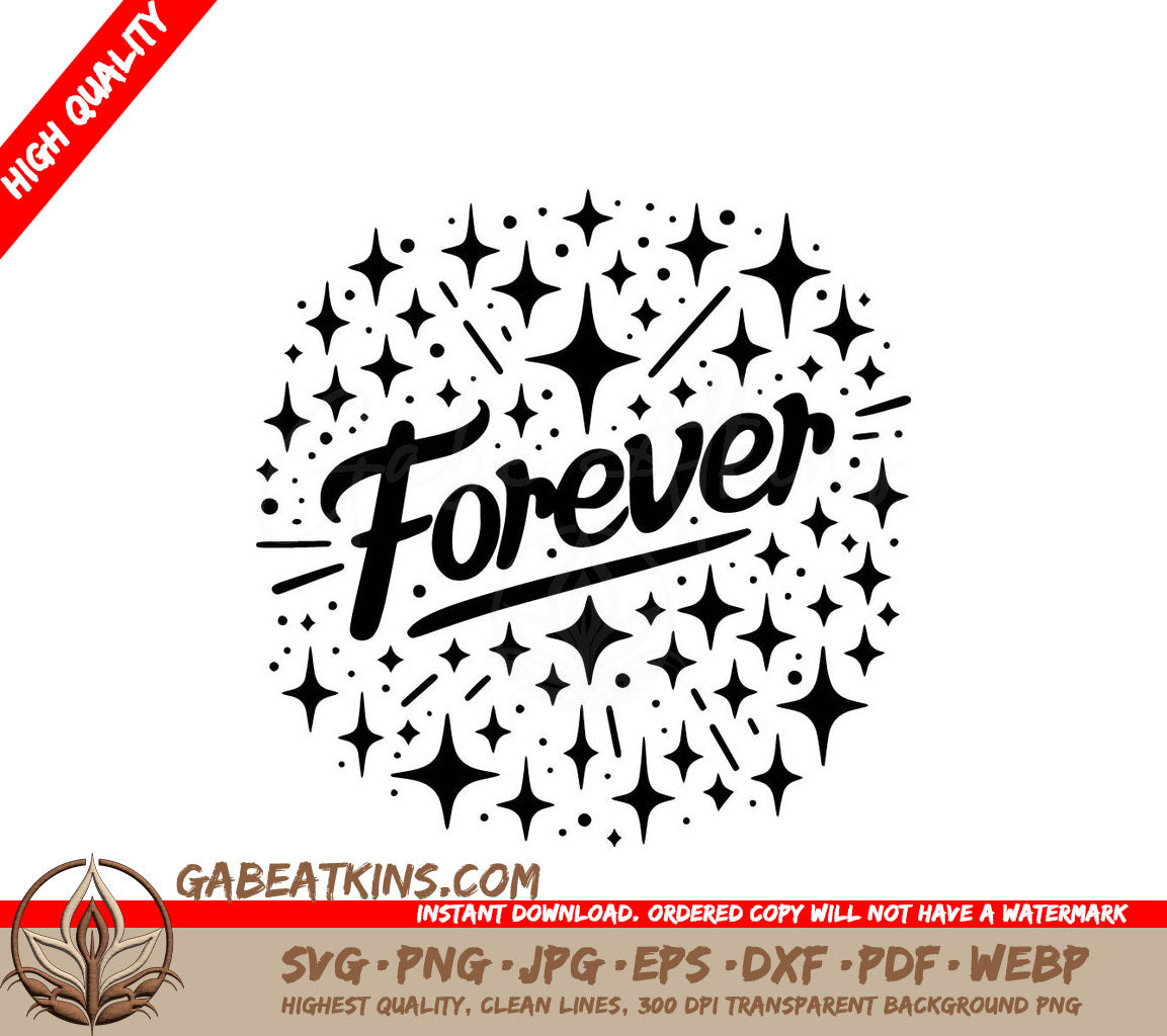 The Word Forever Is Surrounded By Stars On A White Background SVG - Forever Stars SVG