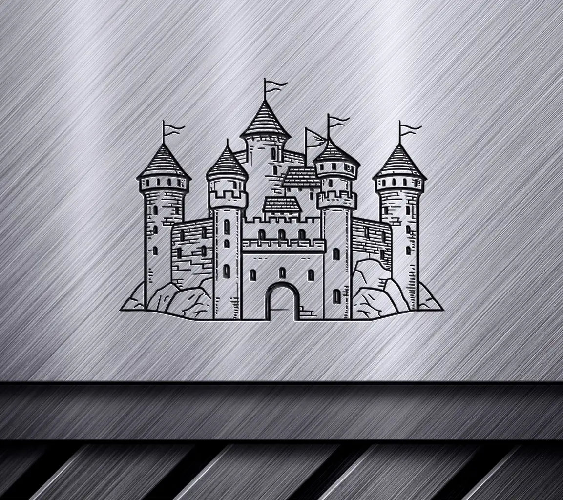  Castle with Flags SVG - Fortress Kingdom Vector Design SVG