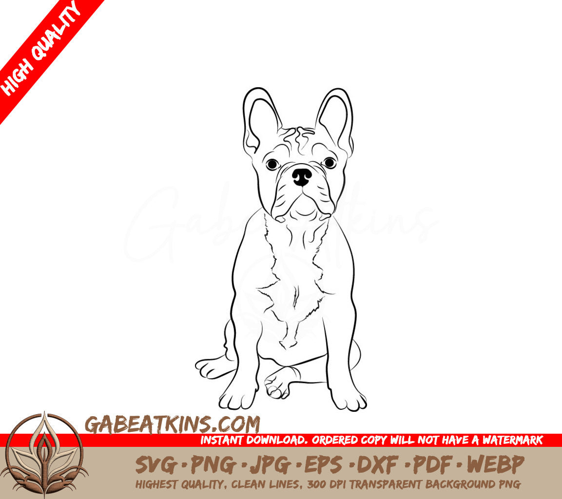 French Bulldog Sitting Down -  SVG Illustration SVG