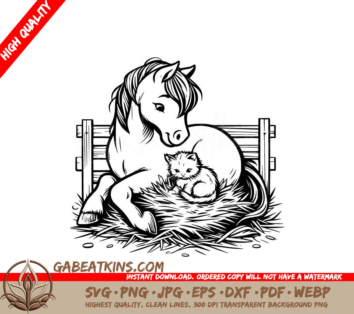  A Horse And A Kitten SVG - Friendly Companions SVG