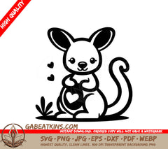  A Kangaroo With Hearts Around It SVG - Friendly Kangaroo Love SVG