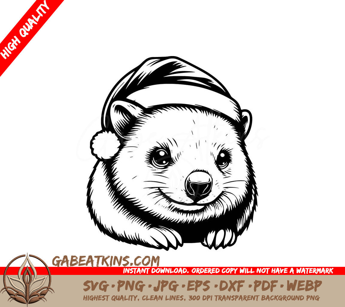  A Hedgehog Wearing A Santa Hat SVG - Friendly Quokka Santa SVG