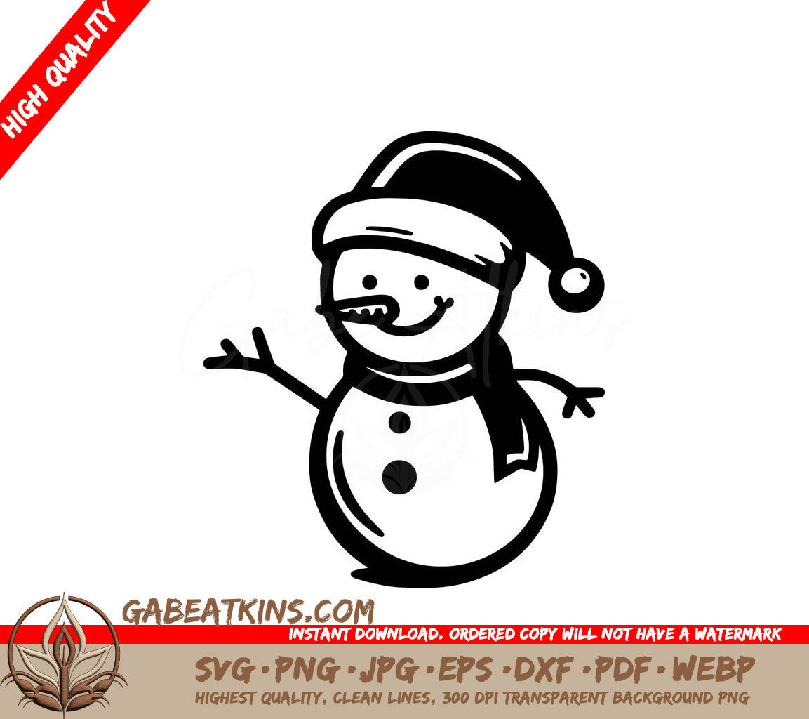  A Snowman Wearing A Santa Hat SVG - Friendly Snowman SVG