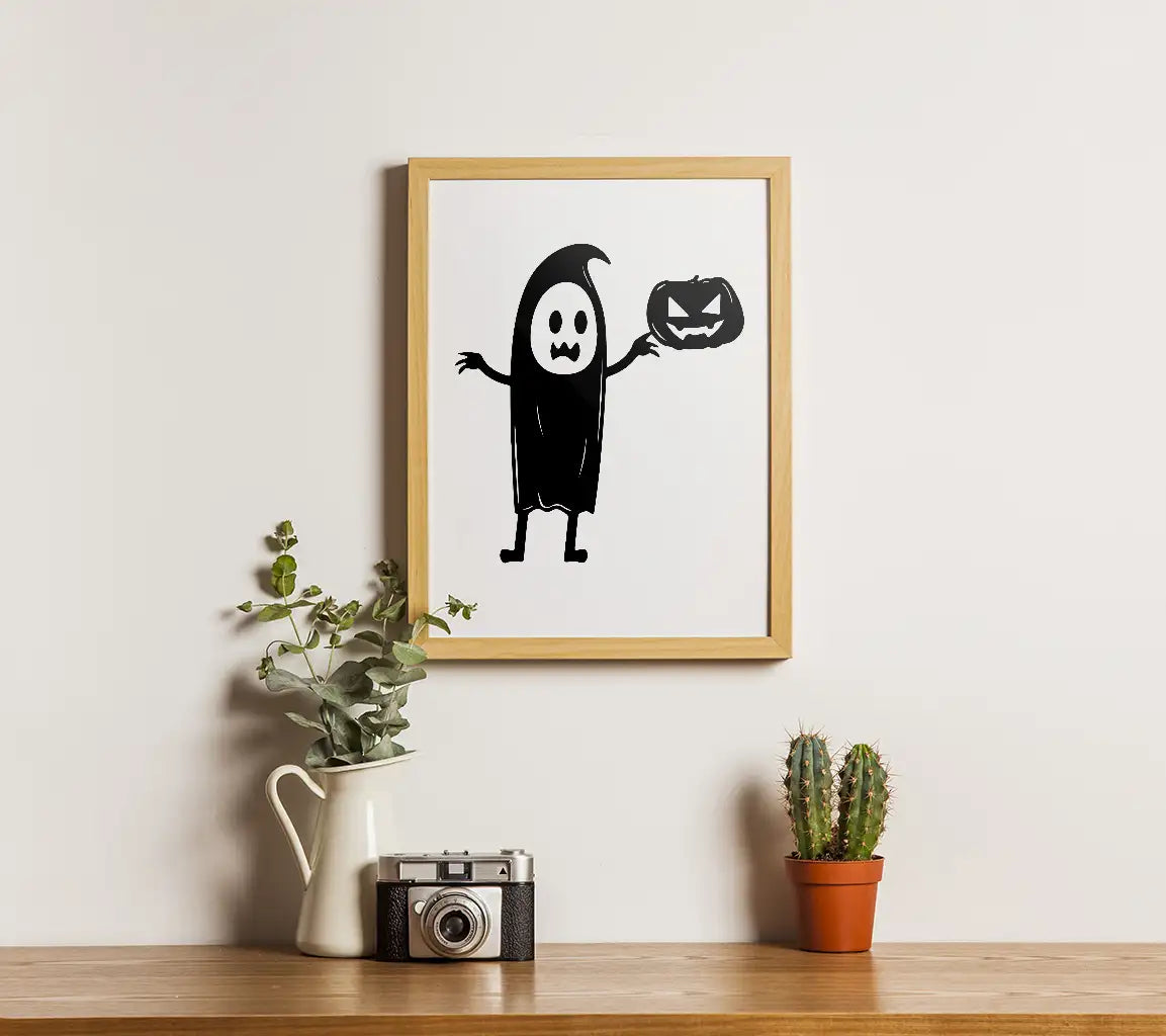  Ghost Holding Pumpkin SVG - Halloween Clipart SVG